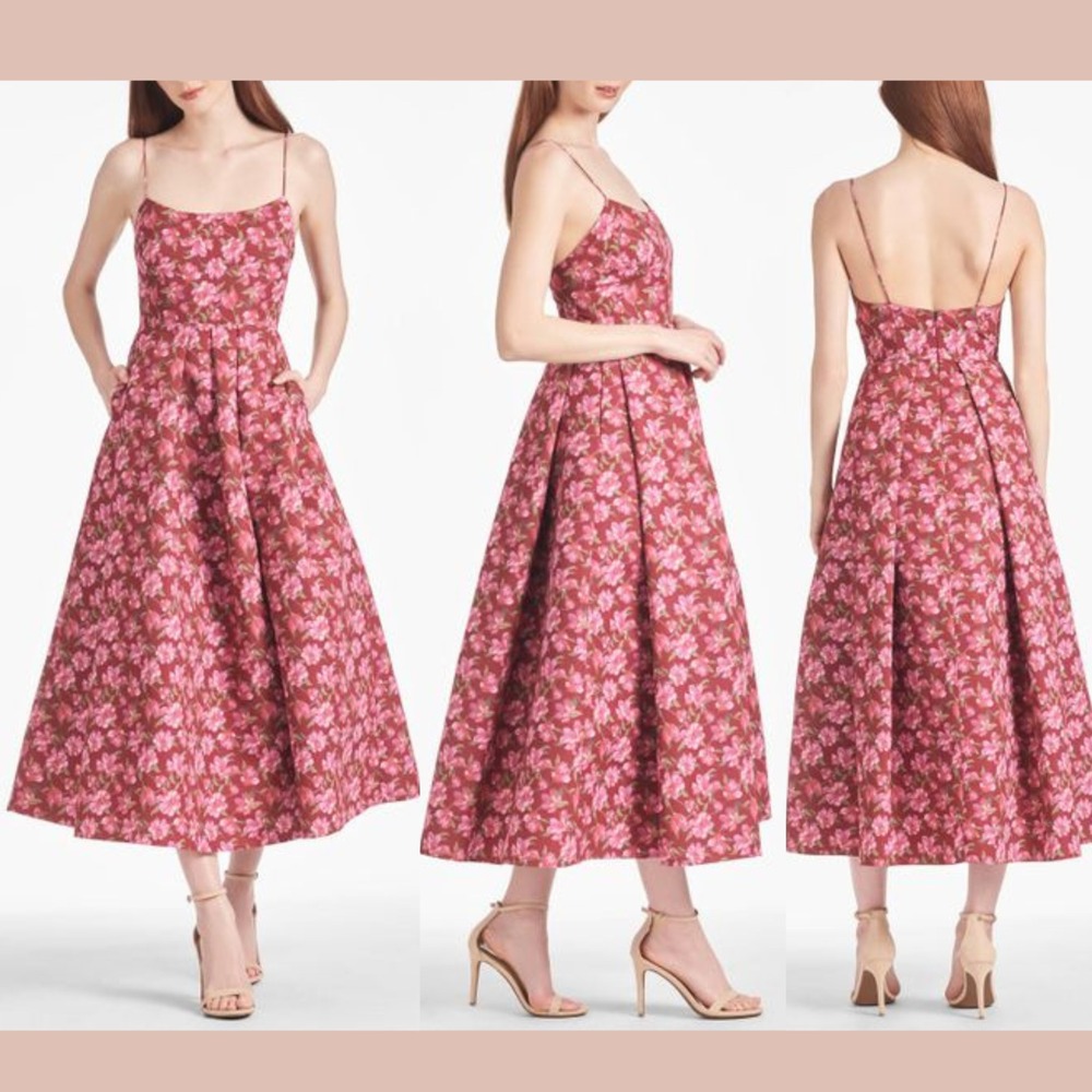 NWT $695 Sachin & Babi [ 4 ] Floral Bloom Audra Printed Flared Midi Dress‎ Q1182